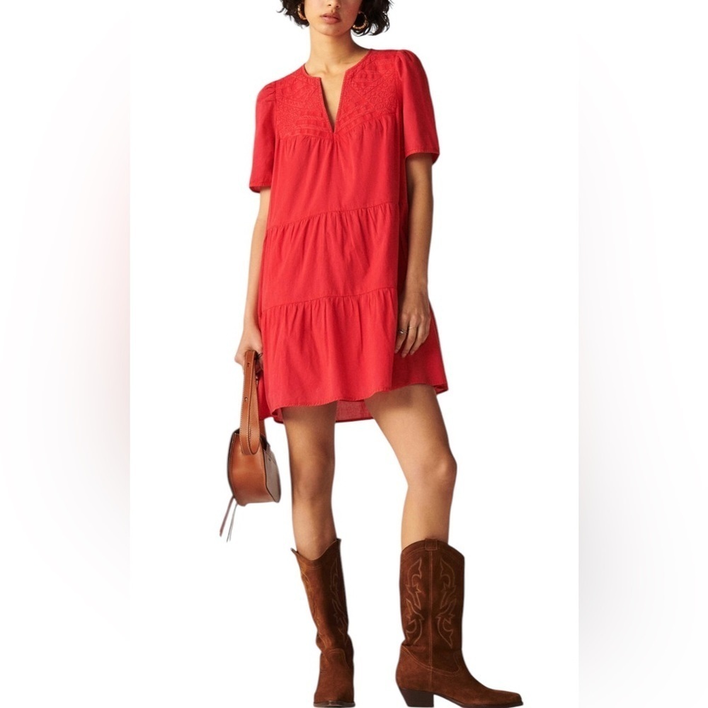 NWT size 0 ba&sh Robe Iana dress  Short dress
V neck
Balloon sleeves
100% cotton